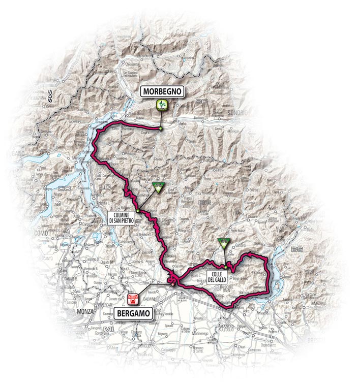 Le parcours de la huitième étape - Morbegno > Bergamo Le parcours de la huitième étape - Morbegno > Bergamo