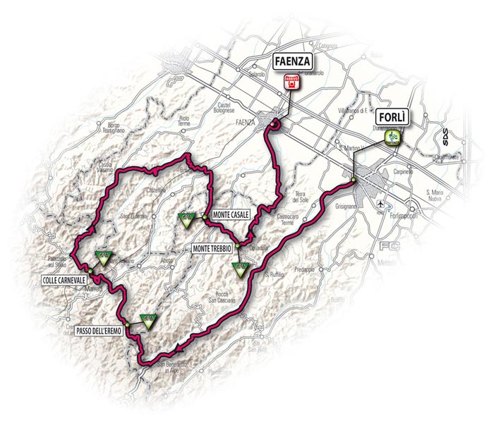 Le parcours de la quinzième étape - Forl > Faenza