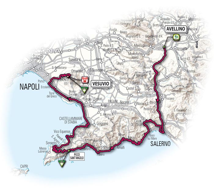 Le parcours de la dixneuvième étape - Avellino > Vésuve Le parcours de la dixneuvième étape - Avellino > Vésuve