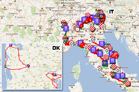 Download het parcours van de Ronde van Italië 2012 in Google Earth