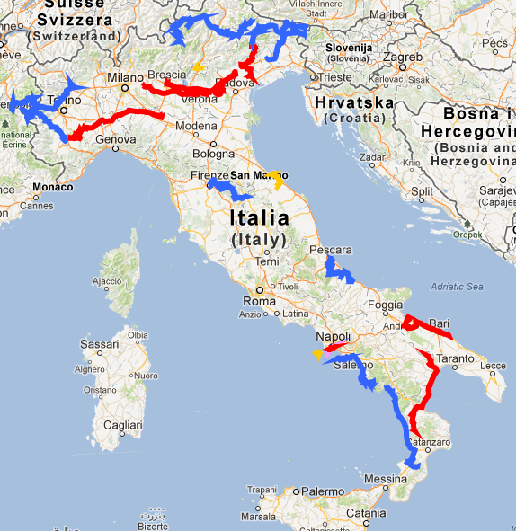 Téléchargez le parcours du Tour d'Italie 2013 dans Google Earth