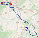 The map with the race route of the 12th stage of the Giro d'Italia 2023 on Open Street Maps
