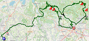 La carte du parcours de la 15e étape du Giro d'Italia 2023 sur Open Street Maps