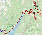 De kaart met het parcours van de 16de etappe van de Giro d'Italia 2023 op Open Street Maps