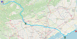 La carte du parcours de la 17e étape du Giro d'Italia 2023 sur Open Street Maps