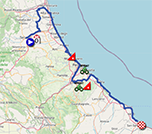 De kaart met het parcours van de 2de etappe van de Giro d'Italia 2023 op Open Street Maps