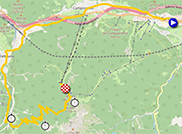 La carte du parcours de la 20e étape du Giro d'Italia 2023 sur Open Street Maps