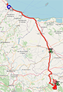 De kaart met het parcours van de 3de etappe van de Giro d'Italia 2023 op Open Street Maps