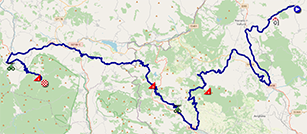De kaart met het parcours van de 4de etappe van de Giro d'Italia 2023 op Open Street Maps
