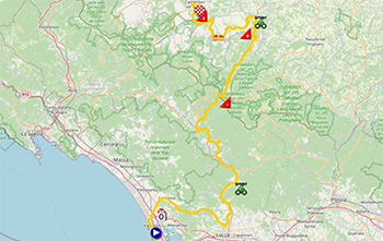 The race route of the 11th stage of the Tour of Italy 2025 The race route of the 11th stage of the Tour of Italy 2025