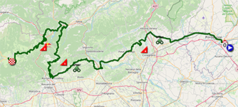 The race route of the 15th stage of the Tour of Italy 2025 The race route of the 15th stage of the Tour of Italy 2025