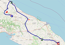 The race route of the 4th stage of the Tour of Italy 2025 The race route of the 4th stage of the Tour of Italy 2025