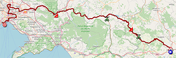 The race route of the 6th stage of the Tour of Italy 2025 The race route of the 6th stage of the Tour of Italy 2025