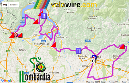 The Tour of Lombardy 2015 race route
