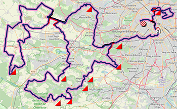 The race route of the road cycling road race men of the Paris 2024 Olympics The race route of the road cycling road race men of the Paris 2024 Olympics