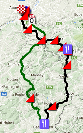 The Liège-Bastogne-Liège 2016 race route