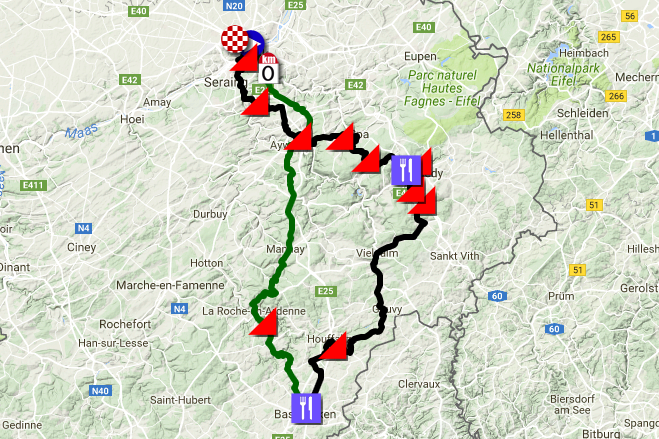 The Liège-Bastogne-Liège 2017 race route