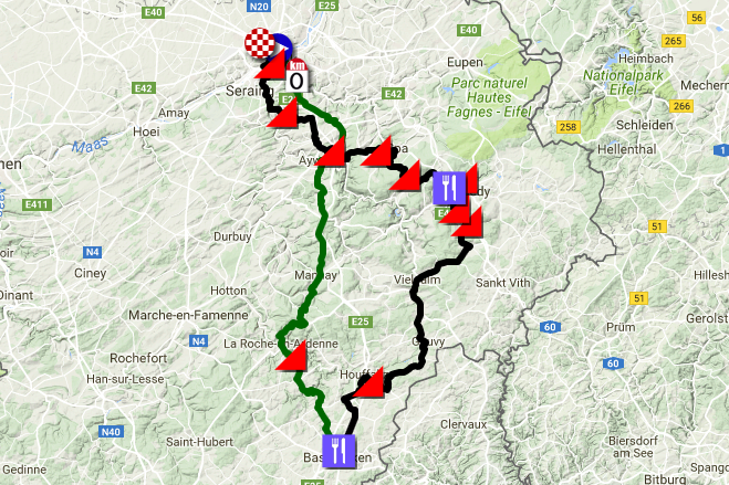 Het parcours van Luik-Bastenaken-Luik 2017