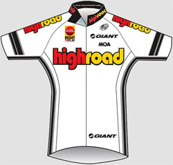 Het nieuwe witte shirt van Team High Road Het nieuwe witte shirt van Team High Road