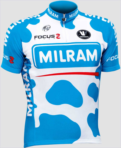 Le maillot dessin de vache de l'équipe Milram 2009 Le maillot dessin de vache de l'équipe Milram 2009
