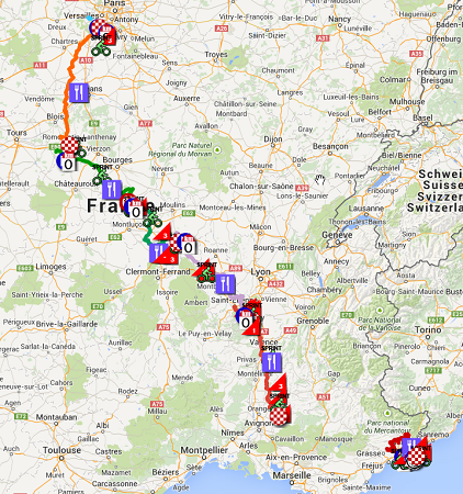 Le parcours de Paris-Nice 2015 dans Google Earth