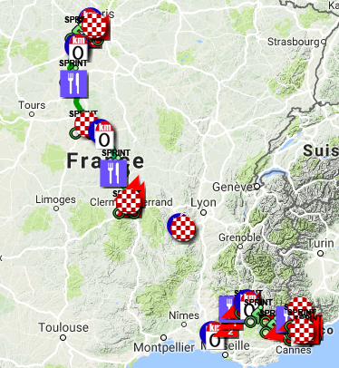 Het parcours van Parijs-Nice 2018 in Google Earth Het parcours van Parijs-Nice 2018 in Google Earth
