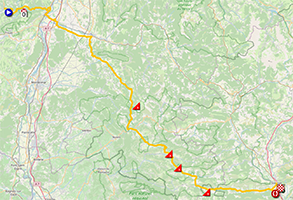 Het parcours van de vijfde etappe van Parijs-Nice 2024