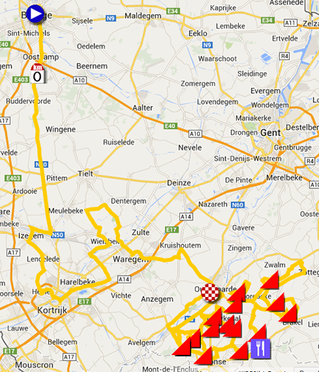 The Tour of Flanders 2014 race route The Tour of Flanders 2014 race route