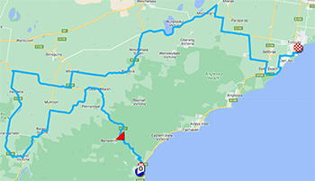 The race route of the Surf Coast Classic 2025