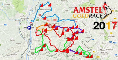 The Amstel Gold Race 2017 race route on Google Maps/Google Earth and the time- and route schedule