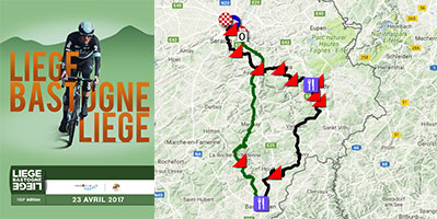 The Liège-Bastogne-Liège 2017 race route on Google Maps/Google Earth: the 103rd 'Doyenne'!