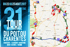 Le parcours du Tour du Poitou-Charentes 2017 sur Google Maps/Google Earth