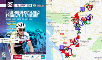 Le parcours du Tour du Poitou-Charentes 2018 sur Google Maps/Google Earth