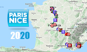 The Paris-Nice 2020 race route on Open Street Maps and in Google Earth, stage profiles and time- and route schedules