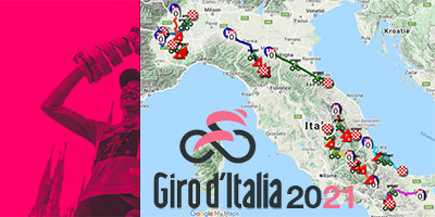 Le parcours du Tour d'Italie 2021 sur Open Street Maps et dans Google Earth, profils d'tapes et itinraires horaires