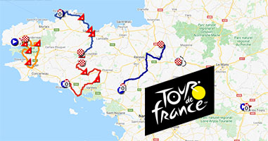 Le parcours du Tour de France 2021 sur Open Street Maps et dans Google Earth, profils d'étapes et itinéraires horaires