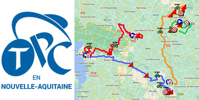 Le parcours du Tour Poitou-Charentes en Nouvelle Aquitaine 2022 sur Open Street Maps et dans Google Earth, profils d'étapes et itinéraires horaires
