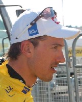 Fabian Cancellara (Saxo Bank) wins the initial time trial in the Vuelta 2009