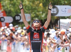 La victoire d'étape de Luis Léon Sanchez (Caisse d'Epargne) au Tour Down Under 2010 grâce à sa grande force