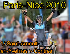 Greg Henderson (Team Sky) wins the first stage of Paris-Nice 2010 (Saint-Arnoult-en-Yvelines > Contres), Lars Boom remains the leader of all classifications
