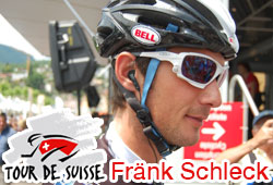 Fränk Schleck wins the 3rd stage in the 2010 Tour of Switzerland, his team mate Fabian Cancellara loses his yellow jersey to Tony Martin