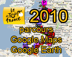 The 2010 Tour de France route on Google Maps/Google Earth and the route and time schedule