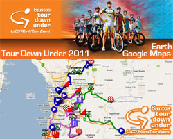 Het parcours van de Santos Tour Down Under 2011 op Google Maps/Google Earth