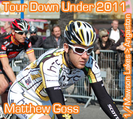 Matthew Goss (HTC-Highroad) bevestigt zijn vorm van de start van het seizoen en wint de eerste etappe van de Tour Down Under 2011