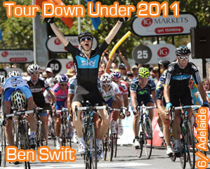 2de etappeoverwinning voor Ben Swift (Team Sky) en het algemeen klassement voor Cameron Meyer (Garmin-Cervélo) in de Santos Tour Down Under 2011