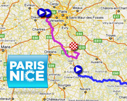The 2011 Paris-Nice race route on Google Maps/Google Earth