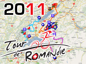 Le parcours du Tour de Romandie 2011 sur Google Maps/Google Earth et l'itinéraire horaire