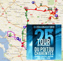 The Tour Poitou-Charentes 2011 race route on Google Maps/Google Earth and the route and time schedule