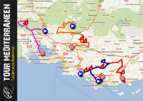 Het parcours van de Tour Med 2012 op Google Maps/Google Earth en de tijd- en routeschema's + profielen