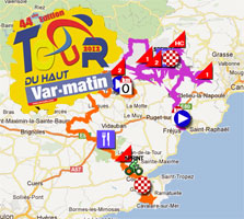 Het parcours van de Tour du Haut Var 2012 op Google Maps/Google Earth en de tijd- en routeschema\'s + profielen